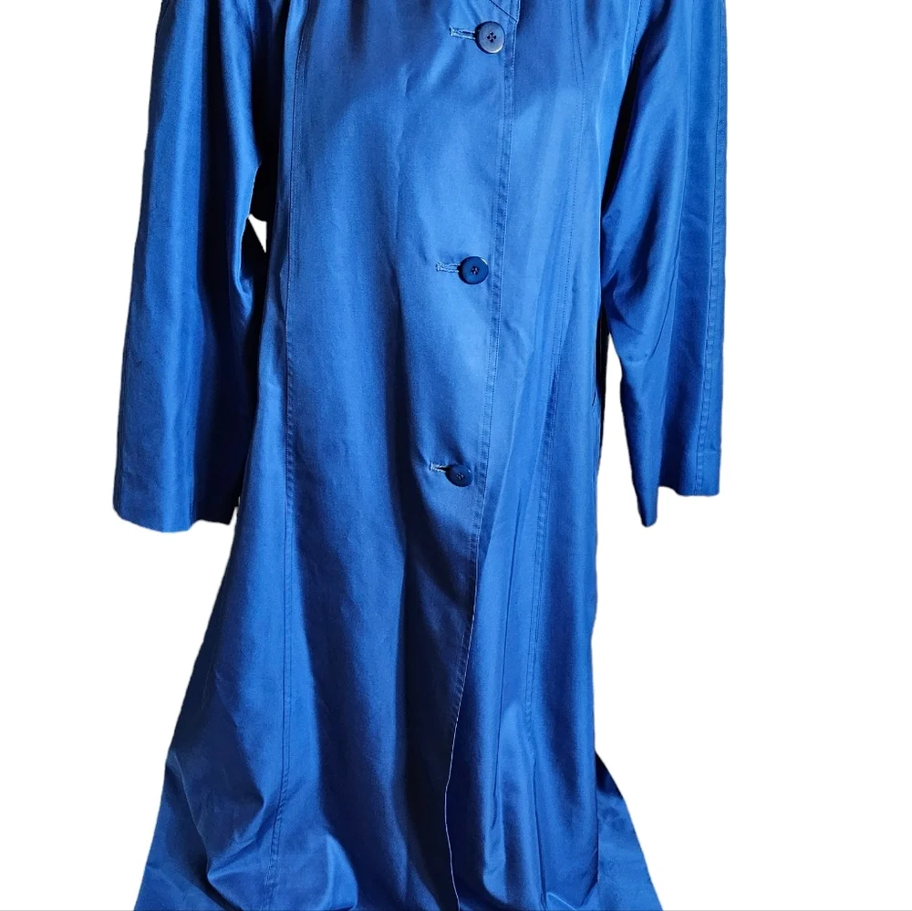 Vintage Sanyo Fashion House Blue 100% Silk Jacket Sz 8 Button Up Coat Japan Made